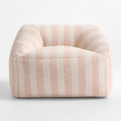 Elegant Pink Striped Kids Lounge Chair