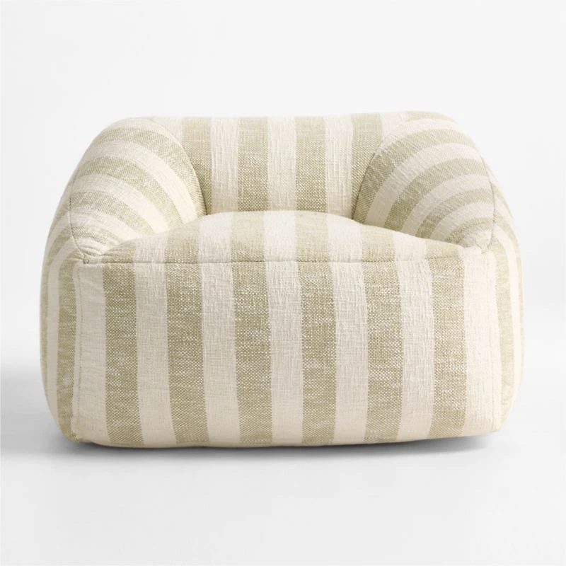 Moss Green Striped Kids Lounge Chair