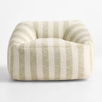 Moss Green Striped Kids Lounge Chair