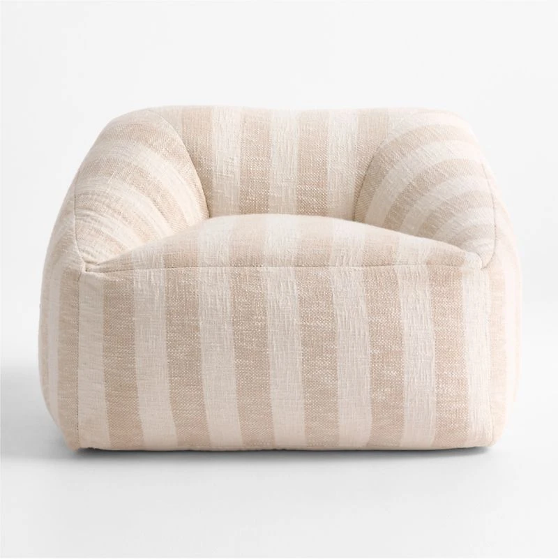 Stone Tan Striped Kids Lounge Chair
