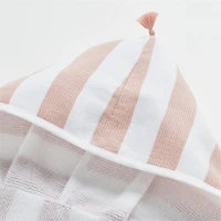 Pink Striped Organic Turkish Kids Hooded Towel with Tassels