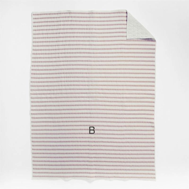 Classic Mauve Striped Waffle Weave Organic Cotton Kids Full/Queen Quilt