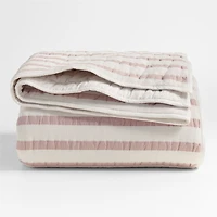 Classic Mauve Striped Waffle Weave Organic Cotton Kids Full/Queen Quilt