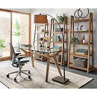 Dexter Arc Floor Lamp with Grey Shade