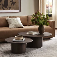 Stuart Aged Belgium Bleach Wood Nesting Round Coffee Tables