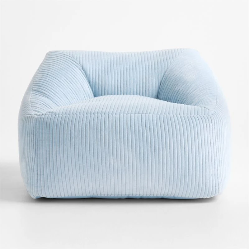 Sky Blue Velvet Corduroy Kids Lounge Chair