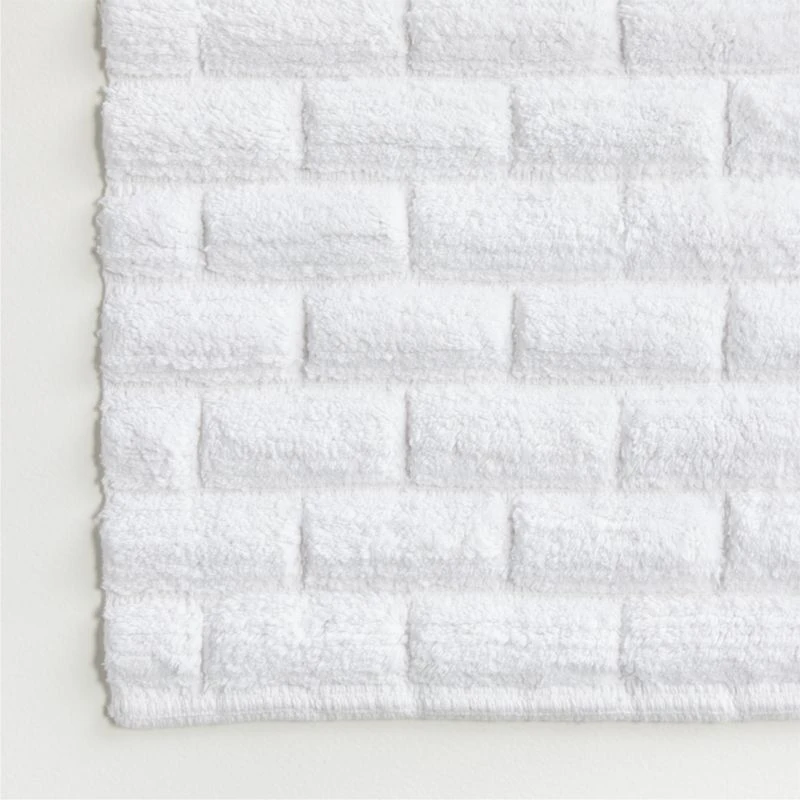 Organic Cotton White Subway Tile Bath Mat 24"x36"
