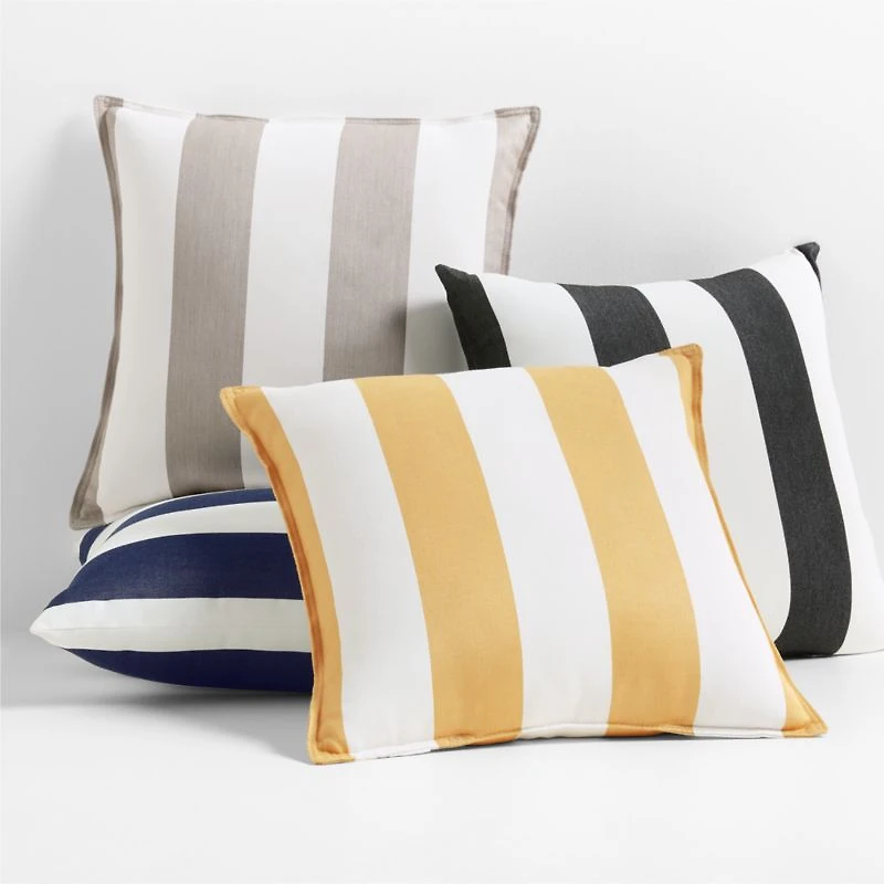 Sunbrella ® 20"x20" Cabana Flax Taupe Stripe Outdoor Throw Pillow