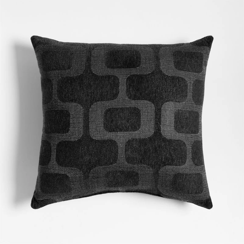 Sunbrella ® Retro Geo 20"x20" Ink Black Outdoor Throw Pillow
