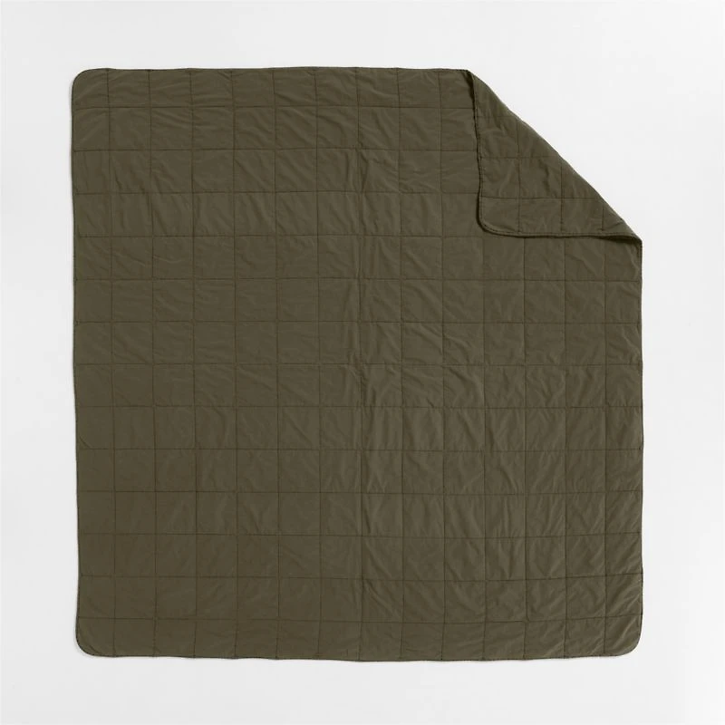 Sunwashed Organic Cotton Burnt Green Full/Queen Box Quilt