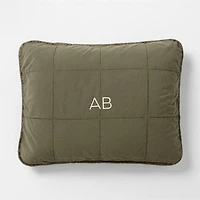 Sunwashed Organic Cotton Burnt Green Standard Quilted Bed Pillow Sham
