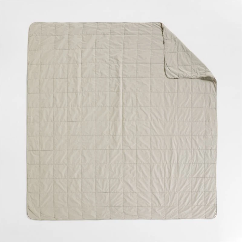 Sunwashed Organic Cotton Fog Grey Full/Queen Box Quilt