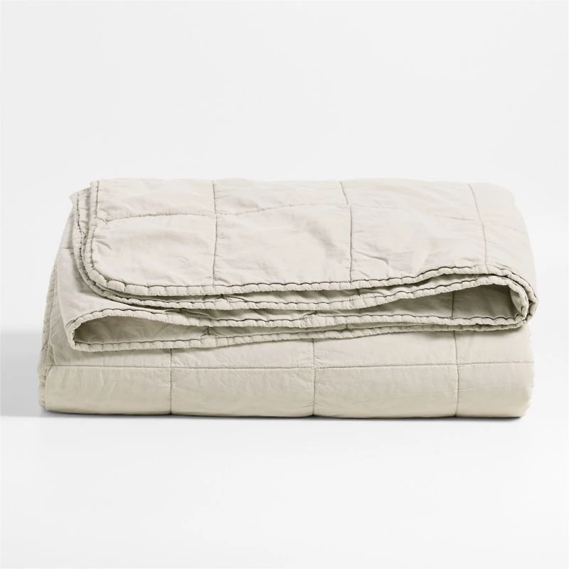 Sunwashed Organic Cotton Fog Grey Full/Queen Box Quilt
