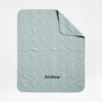 Sunwashed Misty Blue Dino Organic Cotton Baby Crib Quilt