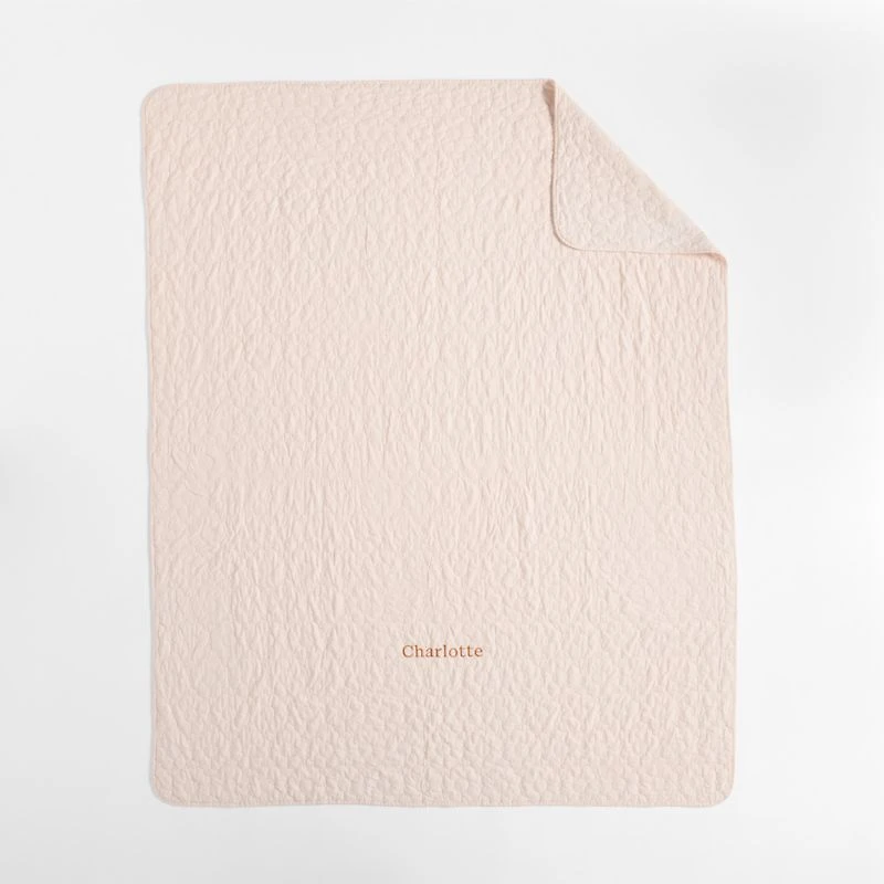 Sunwashed Shell Pink Daisy Organic Cotton Kids Twin Quilt