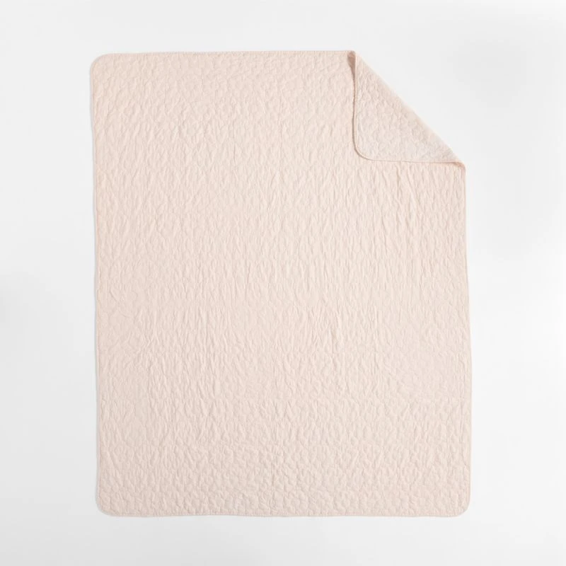 Sunwashed Shell Pink Daisy Organic Cotton Kids Twin Quilt
