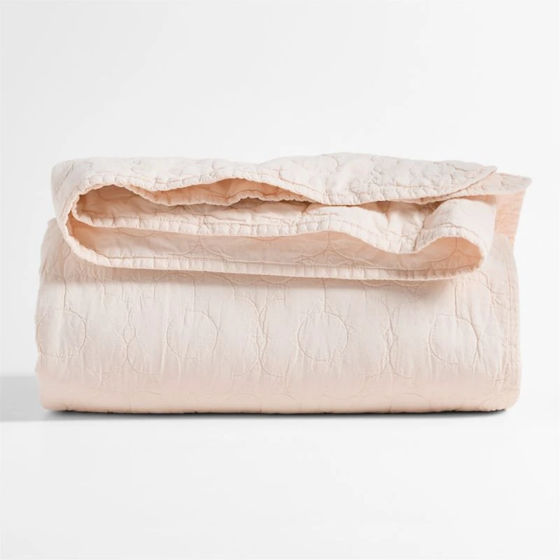 Sunwashed Shell Pink Daisy Organic Cotton Kids Twin Quilt
