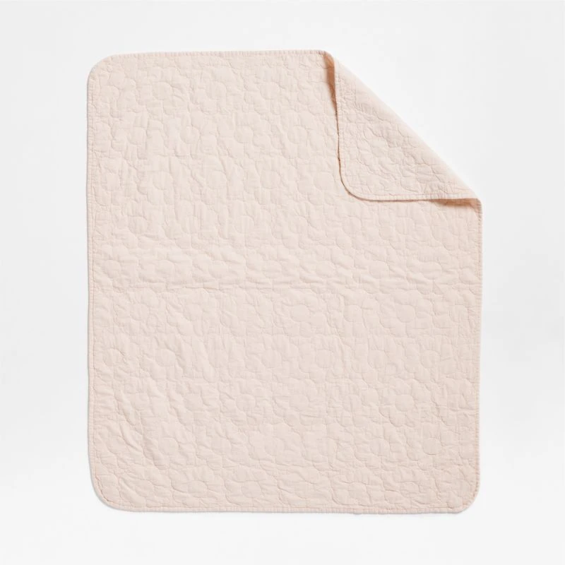 Sunwashed Shell Pink Daisy Organic Cotton Baby Crib Quilt
