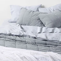 Sunwashed Organic Cotton Smoke Blue Twin/Twin XL Box Quilt
