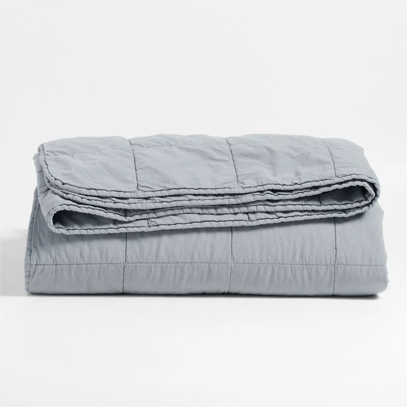 Sunwashed Organic Cotton Smoke Blue Twin/Twin XL Box Quilt
