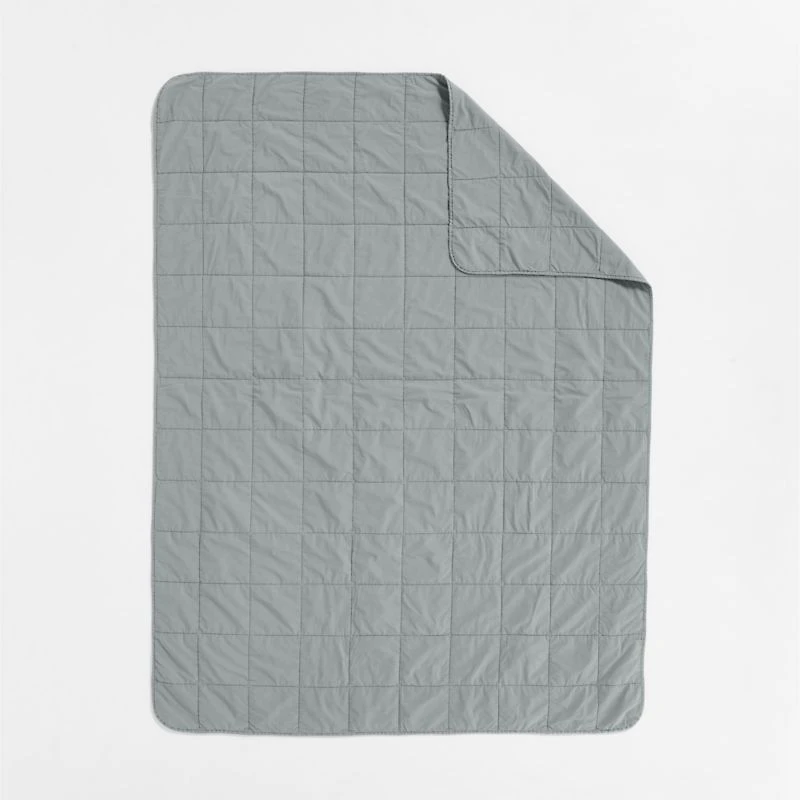 Sunwashed Organic Cotton Smoke Blue Twin/Twin XL Box Quilt