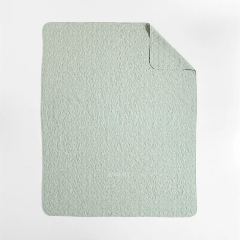 Sunwashed Seafoam Green Star Organic Cotton Kids Twin Quilt