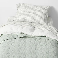 Sunwashed Seafoam Green Star Organic Cotton Baby Crib Quilt
