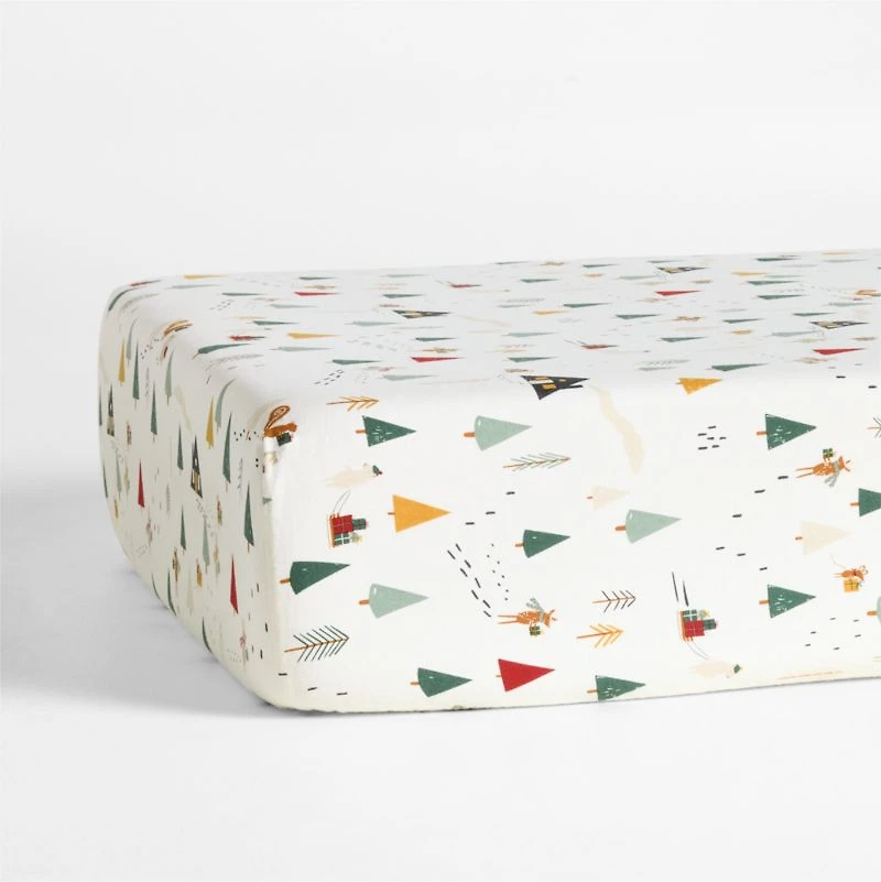 Supercozy Holiday Presents Organic Cotton Flannel Baby Crib Christmas Fitted Sheet