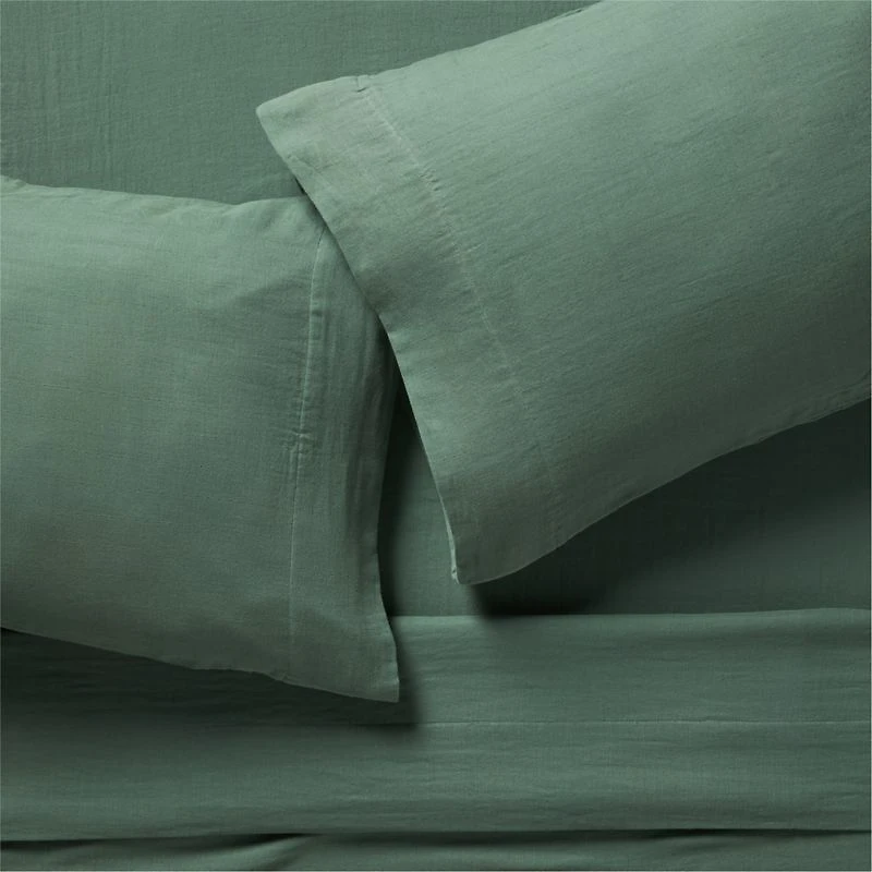 Supersoft Pine Green Organic Cotton Gauze Kids Twin Sheet Set