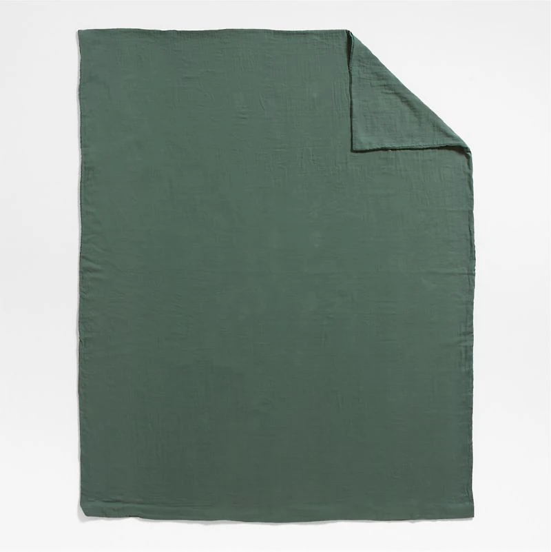Supersoft Pine Green Organic Cotton Gauze Kids Twin Duvet Cover