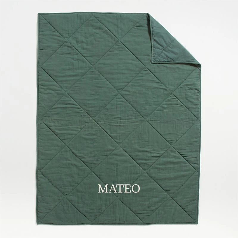 Supersoft Pine Green Organic Cotton Gauze Kids Twin Quilt