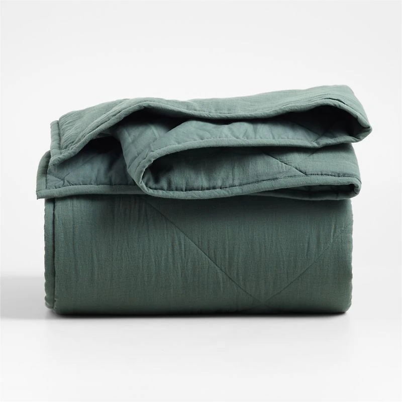 Supersoft Pine Green Organic Cotton Gauze Kids Twin Quilt
