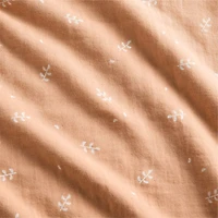 Supersoft Terracotta Leaf Print Organic Cotton Gauze Toddler Duvet Cover