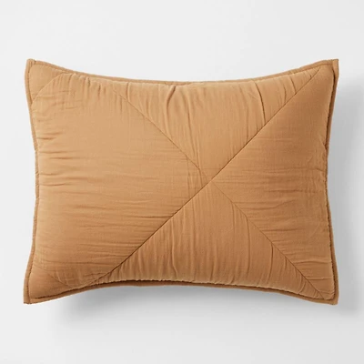 Supersoft Brulee Brown Quilted Organic Cotton Gauze Kids Pillow Sham