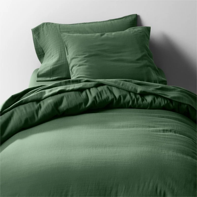 Supersoft Gauze Organic Cotton Pine Green Standard Bed Pillow Sham