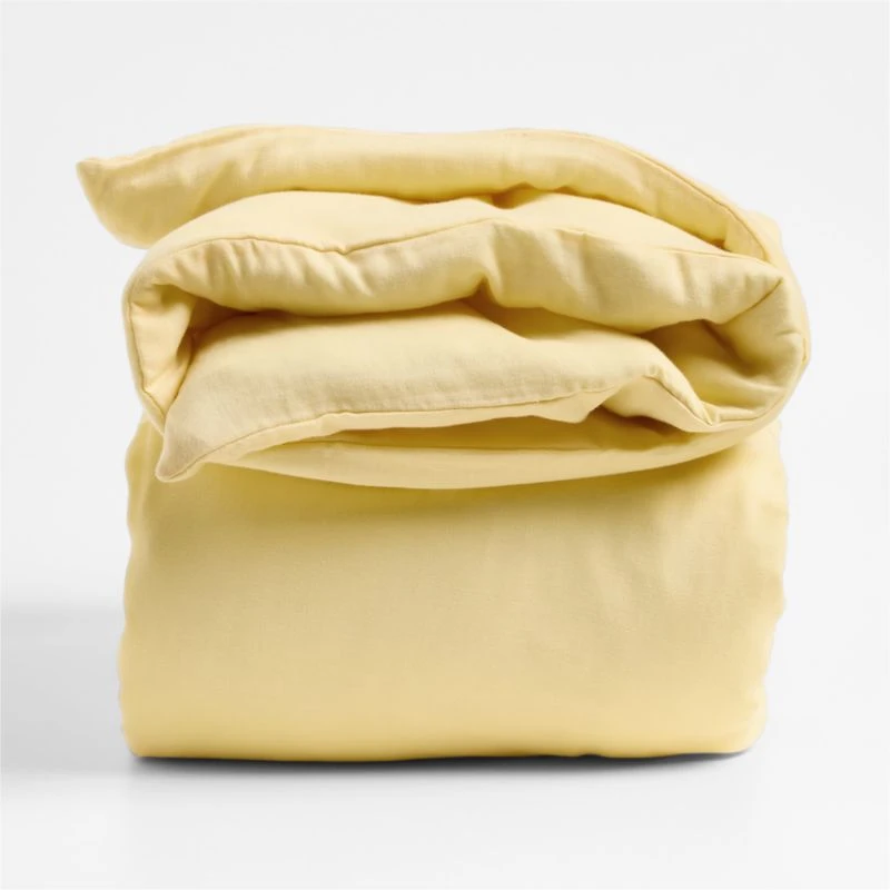 Supersoft Straw Yellow Organic Cotton Gauze Kids Full/Queen Duvet Cover