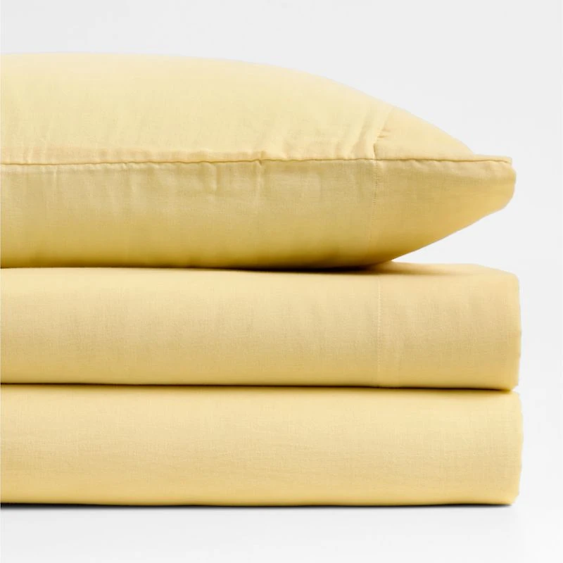 Supersoft Straw Yellow Organic Cotton Gauze Kids Full Sheet Set