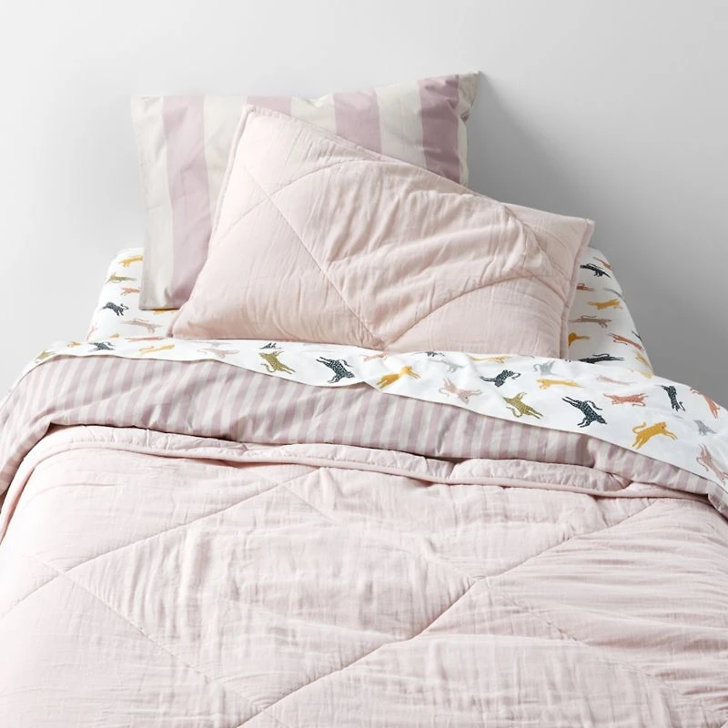 Supersoft Lilac Rose Quilted Organic Cotton Gauze Kids Pillow Sham