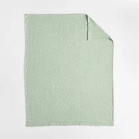 Supersoft Muted Teal Leaf Print Organic Cotton Gauze Kids Twin Duvet Cover