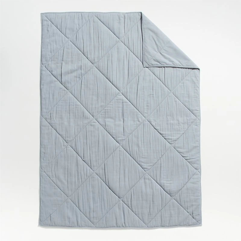 Supersoft Mist Blue Organic Cotton Gauze Kids Full/Queen Quilt