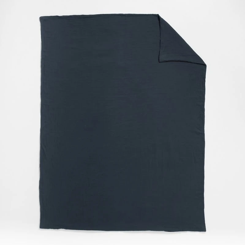 Supersoft Midnight Navy Blue Organic Cotton Gauze Kids Twin Duvet Cover