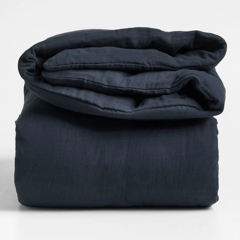 Supersoft Midnight Navy Blue Organic Cotton Gauze Kids Twin Duvet Cover
