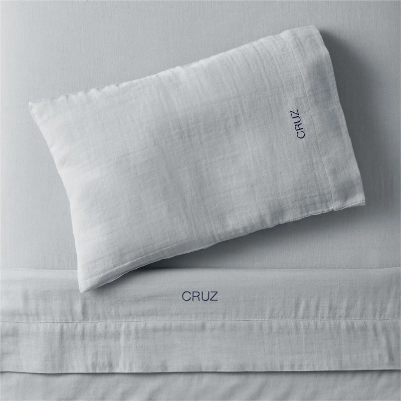 Supersoft Mist Blue Organic Cotton Gauze Toddler Sheet Set