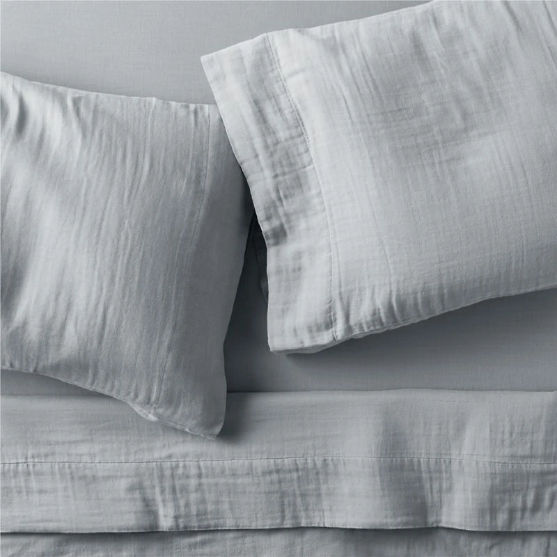 Supersoft Mist Blue Organic Cotton Gauze Kids Twin Sheet Set
