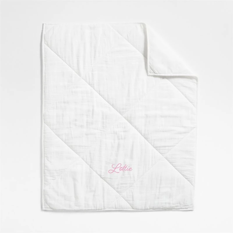 Supersoft Pampas Ivory Organic Cotton Gauze Baby Crib Quilt