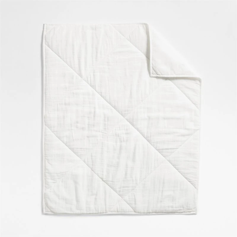 Supersoft Pampas Ivory Organic Cotton Gauze Baby Crib Quilt