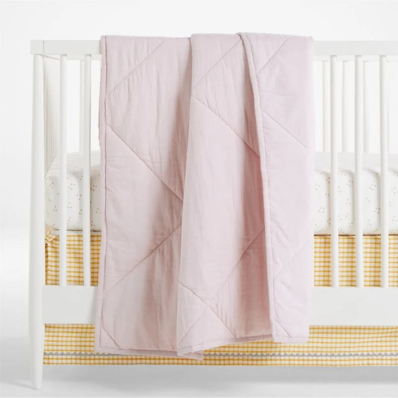 Supersoft Lilac Rose Organic Cotton Gauze Baby Crib Quilt