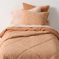 Supersoft Terracotta Leaf Print Organic Cotton Gauze Kids Quilted Pillow Sham