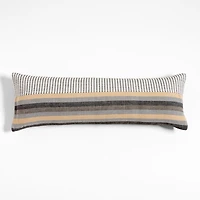 Bolé Road Suri Ethiopian Cotton 36"x16" Sable Beige and Black Lumbar Throw Pillow with Microfiber Insert
