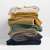 Sweater Knit 70"x55" Chestnut Beige Throw Blanket